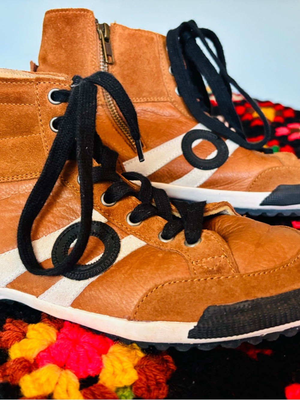 Aro Tan Leather High-Top Sneakers
